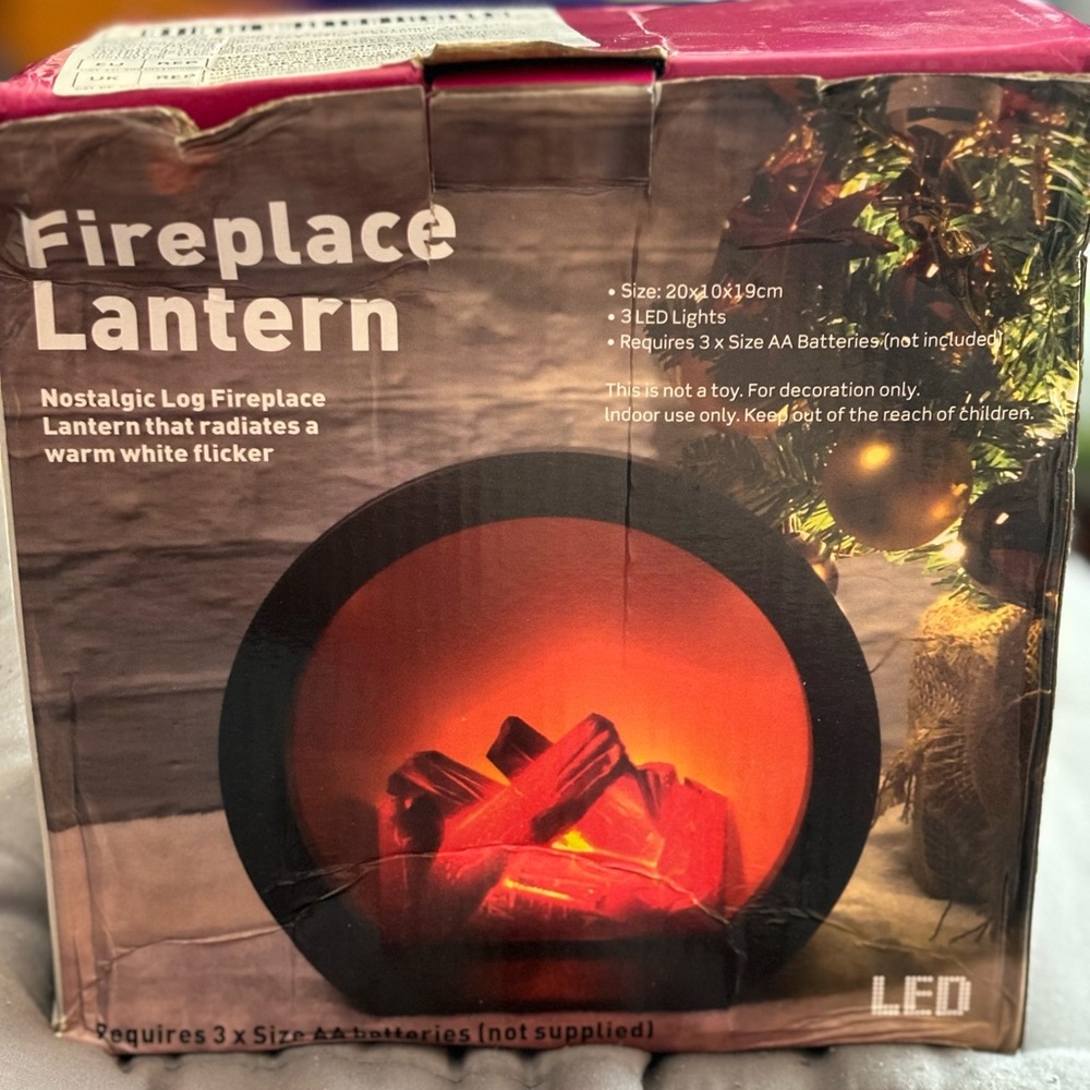 NWOT- Portable fireplace lantern (NO HEAT)